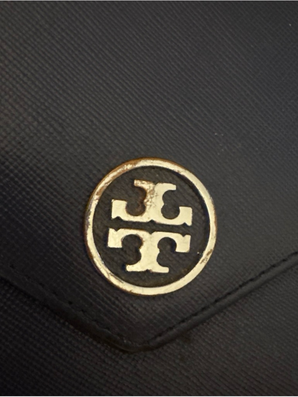 Tory Burch Black Wallet with Gold Logo Emblem